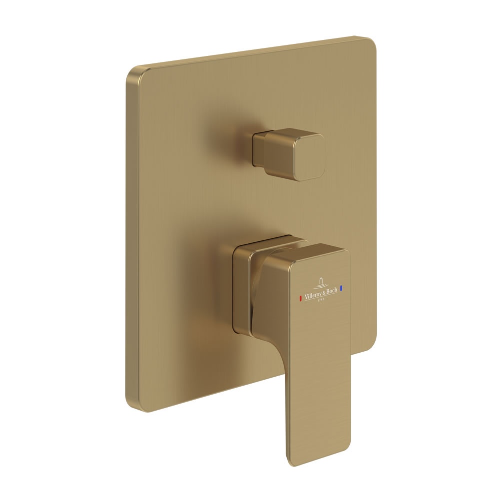 Cutout image of Villeroy & Boch Subway 3.0 Brushed Gold Dual Outlet Bath/Shower Valve